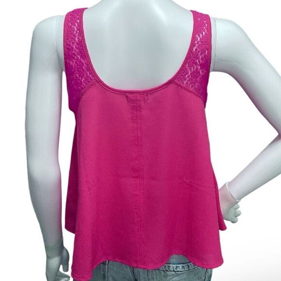 Eyeshadow Fuschia Pink Crop Swing Tank Polyester Crochet Sz M - Picture 4 of 6